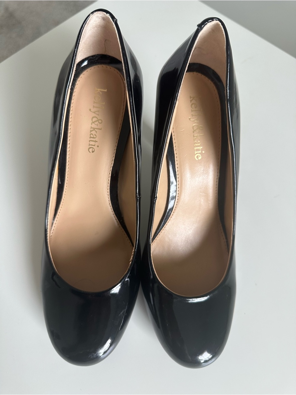 Kelly & Katie Black Patent Round Toe Stiletto Pumps | Classic Work Heels - Picture 4 of 16